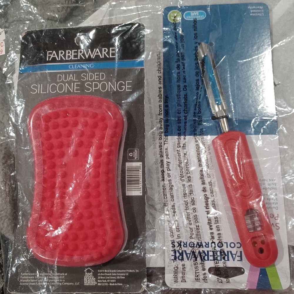 Farberware Colourworks Dual Sided Silicone Sponge and Swivel Peeler